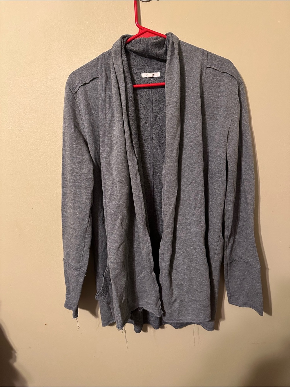 Maurices Gray Open-Front Shawl Collar Sweater Cardigan, size large, lightweight